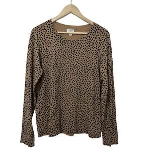 J Crew Womens‎ Teddie Polka Dot Cotton Sweater Size L Brown Office Corpcore